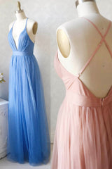 A-Line Tulle Long Corset Prom Dresses, Simple V-Neck Party Dresses outfit, Long Dress