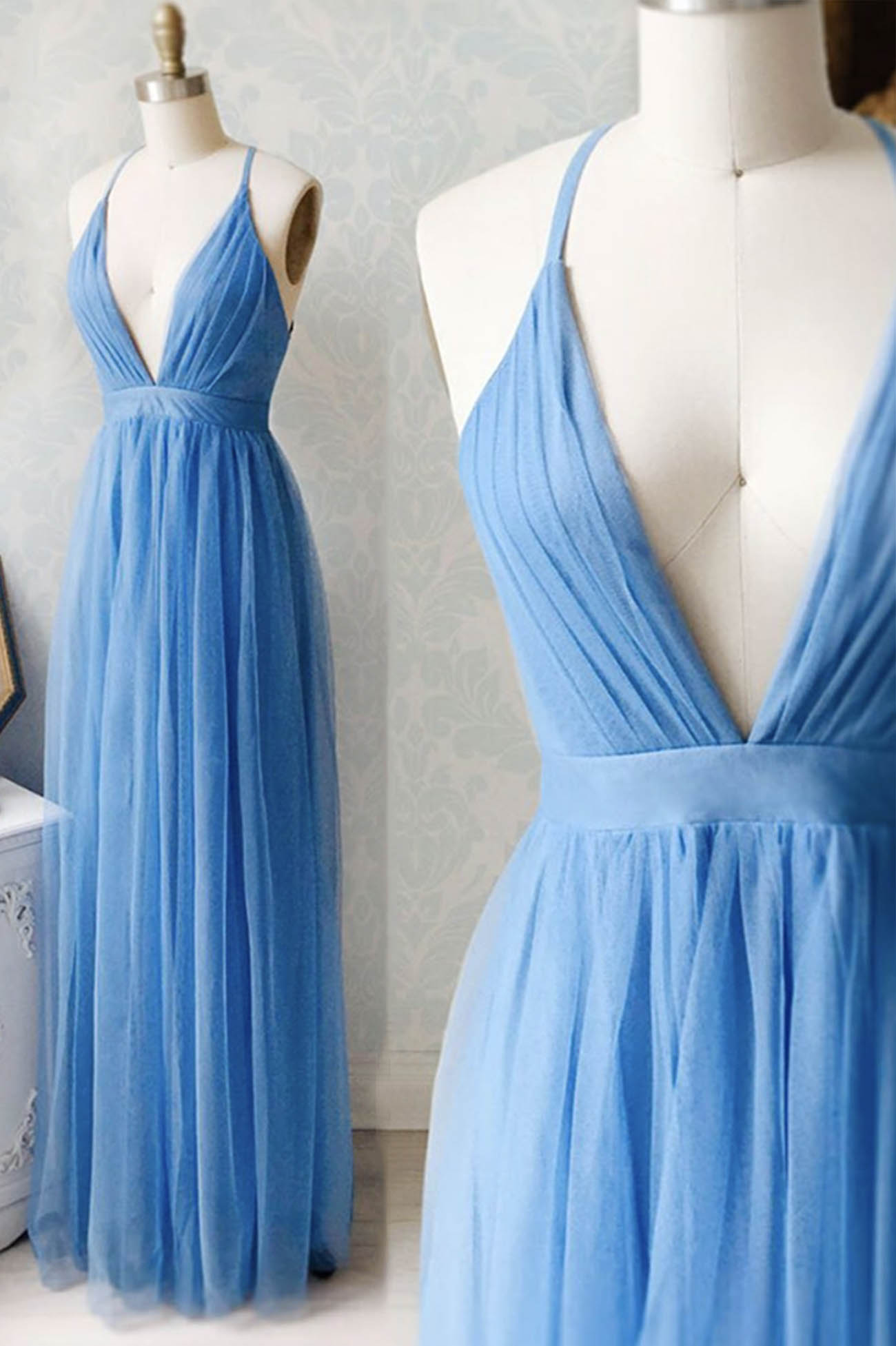 A-Line Tulle Long Corset Prom Dresses, Simple V-Neck Party Dresses outfit, Fancy Dress