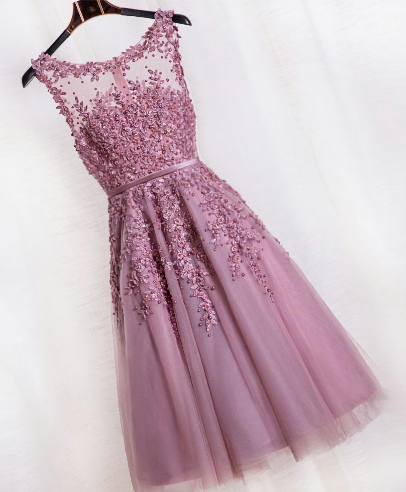 Cute Pink Lace Tulle Short Corset Prom Dress, Pink Evening Dress outfit, Women Dress