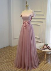 Pink A Line Off Shoulder Floor Length Corset Prom Dress, Lace Evening Dress outfit, Evening Dress 1937S