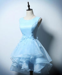 Cute Blue A Line Short Corset Prom Dress, Blue Evening Dress outfit, Ethereal Dress