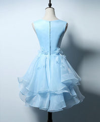 Cute Blue A Line Short Corset Prom Dress, Blue Evening Dress outfit, Navy Blue Dress