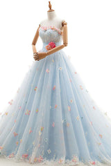Charming Light Blue Tulle Sweetheart Corset Ball Gown Court Train Corset Wedding Dresses outfit, Wedding Dresses Unique