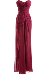 Classical Burgundy Sweetheart Empire Pleated Floor Length Chiffon Corset Bridesmaid Dresses outfit, Formal Dress Summer
