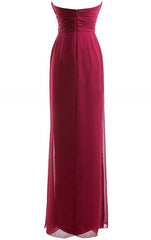 Classical Burgundy Sweetheart Empire Pleated Floor Length Chiffon Corset Bridesmaid Dresses outfit, Formal Dresses Summer