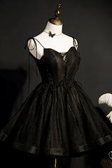 Elegant Black Spaghetti Straps Tulle Short Corset Homecoming Dresses outfit, Prom Dress Under 64