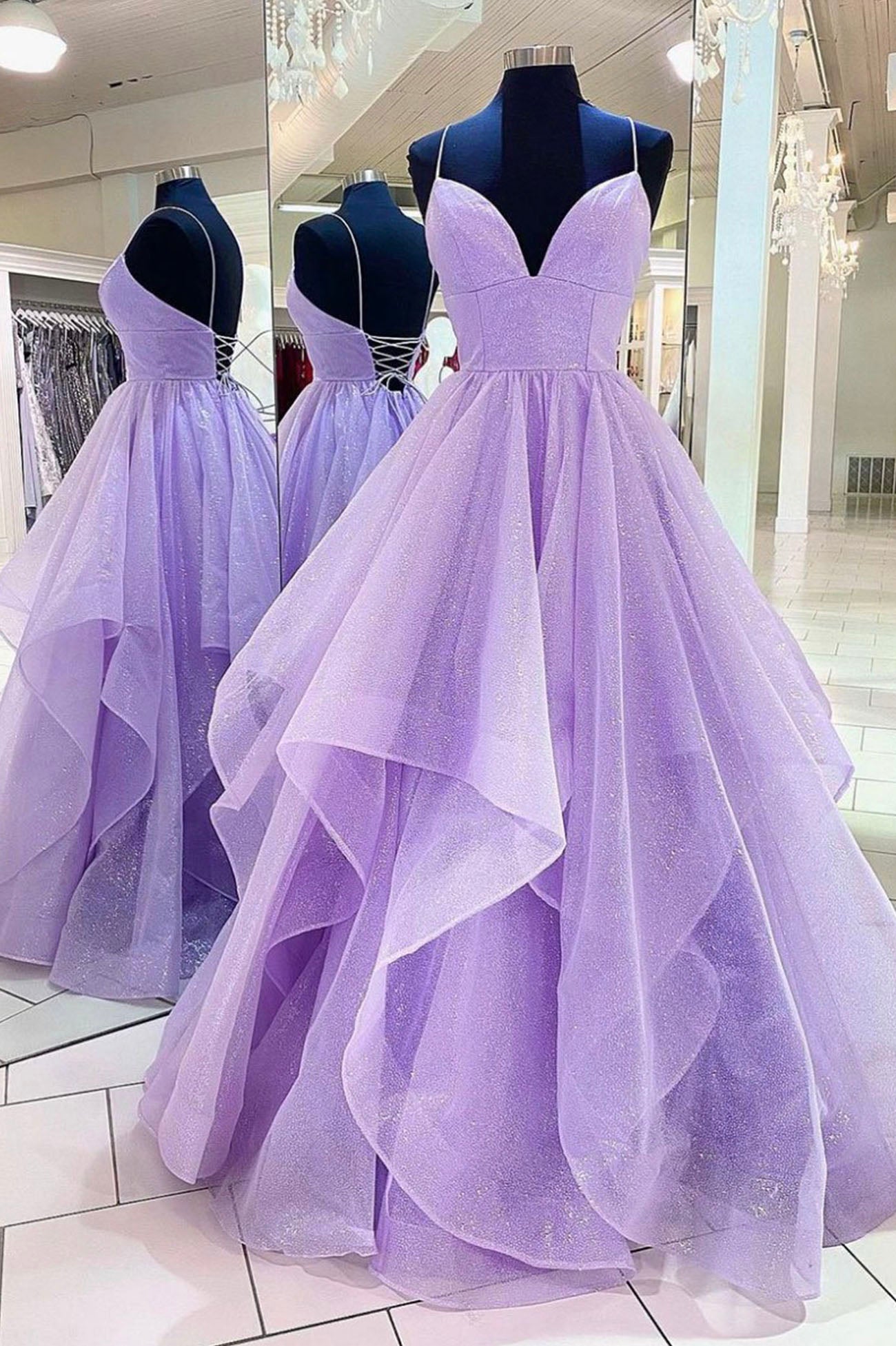 Purple A-Line Tulle Long Corset Prom Dresses, Purple Party Evening Gowns outfit, Sage Green Wedding