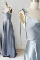 Simple Satin Long Corset Prom Dresses, A-Line Spaghetti Straps Evening Dresses outfit, Party Dresses For Wedding