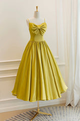 Yellow Satin Short Corset Prom Dresses, Cute A-Line Bow Corset Homecoming Dresses outfit, Salad Dress Recipes