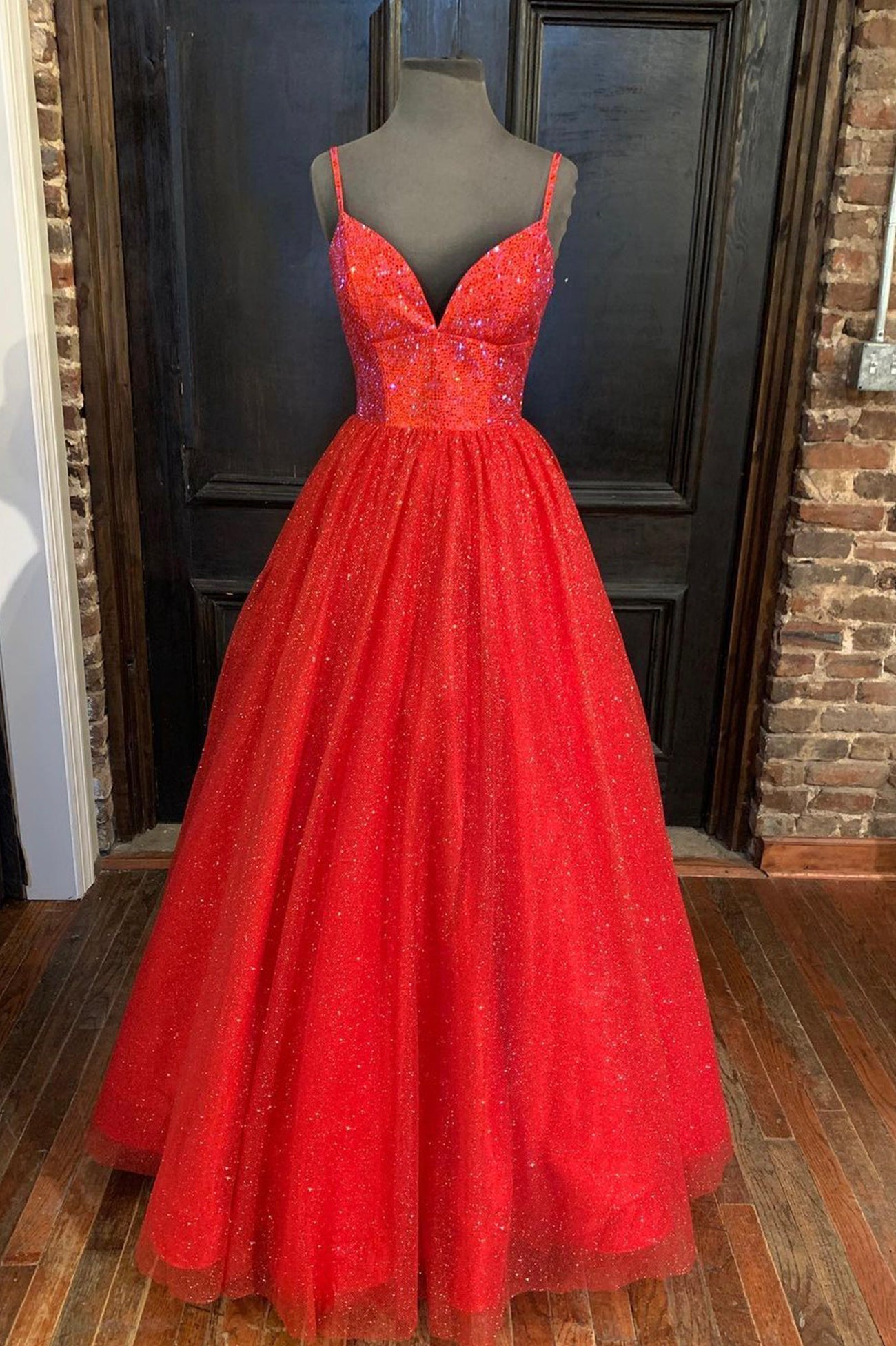 Red Tulle Beading Long Corset Prom Dresses, A-Line Evening Party Dresses outfit, Party Dresses Stores