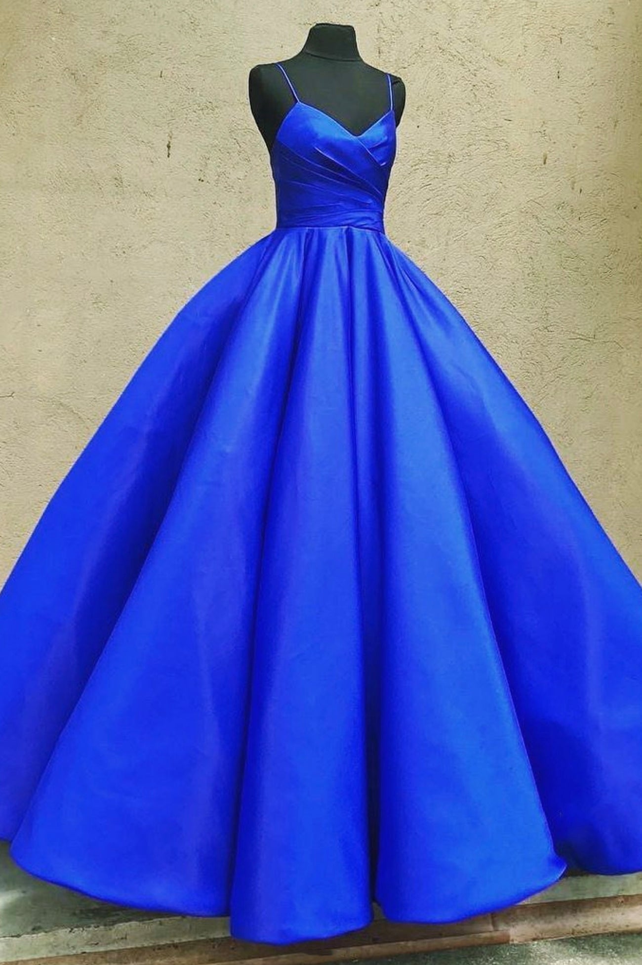 Blue Satin Long Corset Prom Dresses, A-Line Evening Dresses outfit, Prom Gown