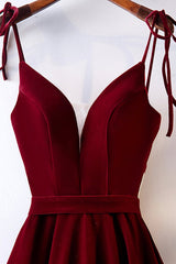 Burgundy Velvet Long Corset Prom Dresses, Simple A-Line Evening Dresses outfit, Evening Dresses Long