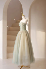 Lovely Strapless Long Tulle Corset Prom Dress, A-Line Evening Dress outfit, Bridesmaid Dress 2043