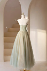 Lovely Strapless Long Tulle Corset Prom Dress, A-Line Evening Dress outfit, Bridesmaid Dresses Different Styles