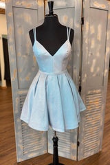 Cute V-Neck Short Corset Prom Dresses, A-Line Corset Homecoming Dresses outfit, Homecoming Dresses Business Casual Outfits