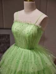 Green Tulle Straps Short Party Dress, Light Green Corset Homecoming Dress outfit, Prom Dresses 2043 Black