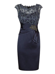 Dark Navy Short Tight Mother of Bride Dress outfit, Party Dress Shopping