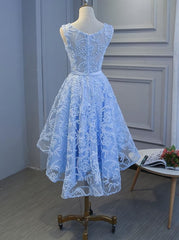 Light Blue High Low Corset Homecoming Dresses, Blue Party Dress With Belt Cute Corset Formal Dresse outfit, Ranch Dress