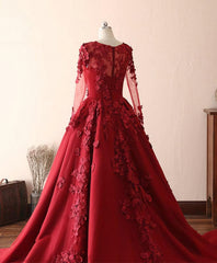 Burgundy Lace Satin Long Corset Prom Dress, Burgundy Lace Evening Dress outfit, Formal Dresses Summer