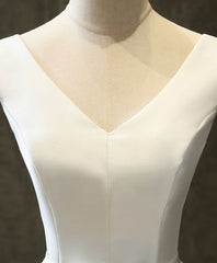 Simple V Neck White Short Corset Prom Dress, White Corset Homecoming Dress outfit, Prom Dresses 2038