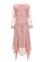 Dusty Pink Two-Piece V-Neck Appliques Mother of the Bride Dress outfit, Party Dresses For Wedding