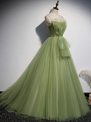 Green Tulle Long Corset Prom Dress, Green Tulle Corset Formal Dress outfit, Evening Dress Petite