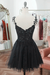 Black Short Sweetheart Tulle Corset Homecoming Dress, Black Short Corset Prom Dress Party Dress Outfits, Night Dress