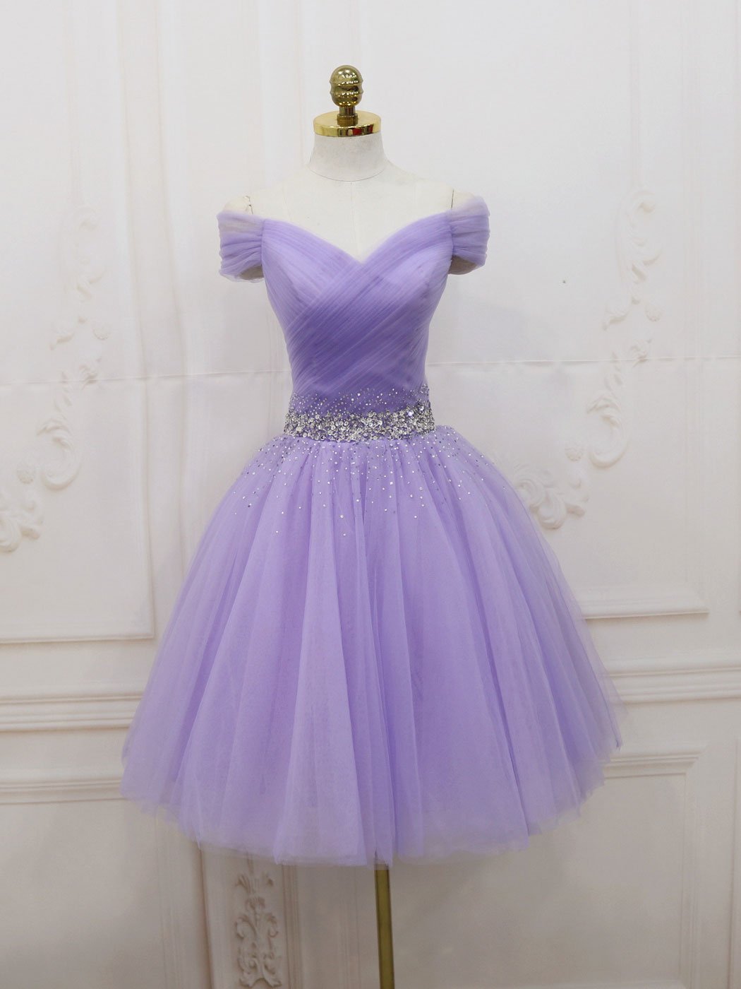 Purple Off Shoulder Tulle Sequin Corset Prom Dress, Purple Corset Homecoming Dress outfit, Homecoming Dresses Fitted