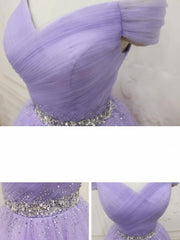 Purple Off Shoulder Tulle Sequin Corset Prom Dress, Purple Corset Homecoming Dress outfit, Homecoming Dress Tight