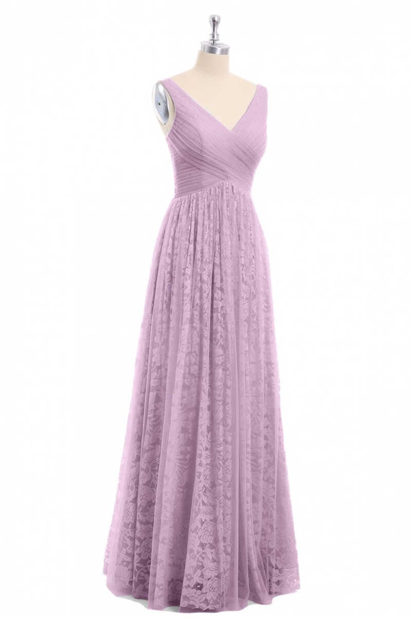 Dusty Purple Chiffon Jacquard V-Neck A-Line Long Corset Bridesmaid Dress outfit, Party Dresses Designer