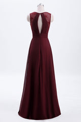 Burgundy Chiffon A-line Pleated Long Corset Bridesmaid Dress outfit, Bridesmaid Dress Short