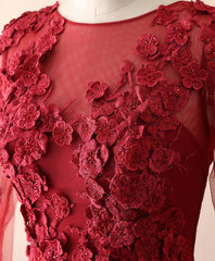 Burgundy Lace Satin Long Corset Prom Dress, Burgundy Lace Evening Dress outfit, Formal Dress For Woman