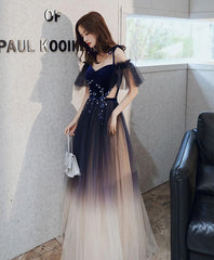Blue Sweetheart Tulle Off Shoulder Long Corset Prom Dress, Blue Evening Dress outfit, Prom Dress Gowns