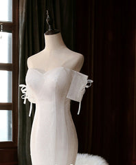 White Sequin Mermaid Long Corset Prom Dress, White Corset Wedding Dress outfit, Wedding Dress Shaper