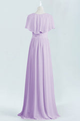 Lavender Faux Wrap Ruffles Long Corset Bridesmaid Dress outfit, Evening Dress Wholesale