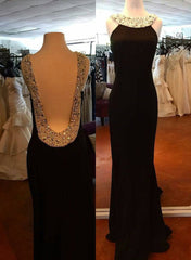 Backless Sleeveless Natural Beading Column/Sheath 2024 Junoesque Black Corset Prom Dresses outfit, Bridesmaids Dress Long