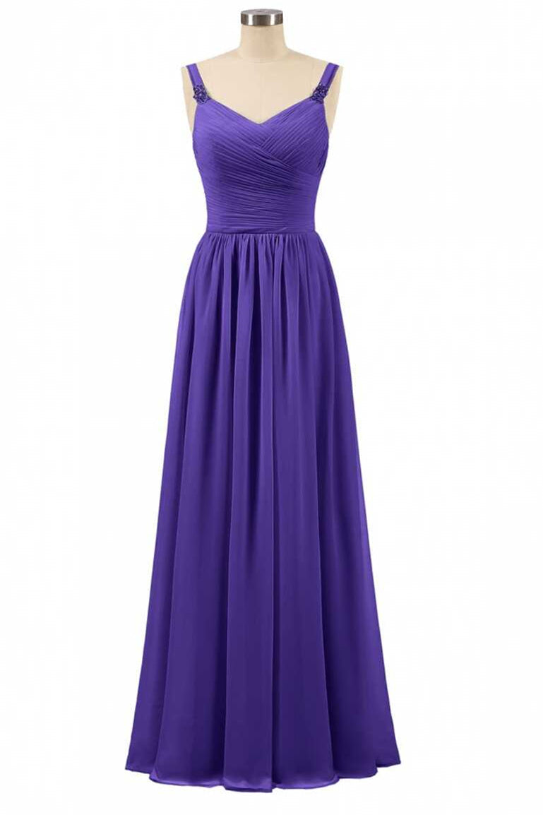 Purple Chiffon Sweetheart Straps A-Line Corset Bridesmaid Dress outfit, Bridesmaid Dress Long Sleeve