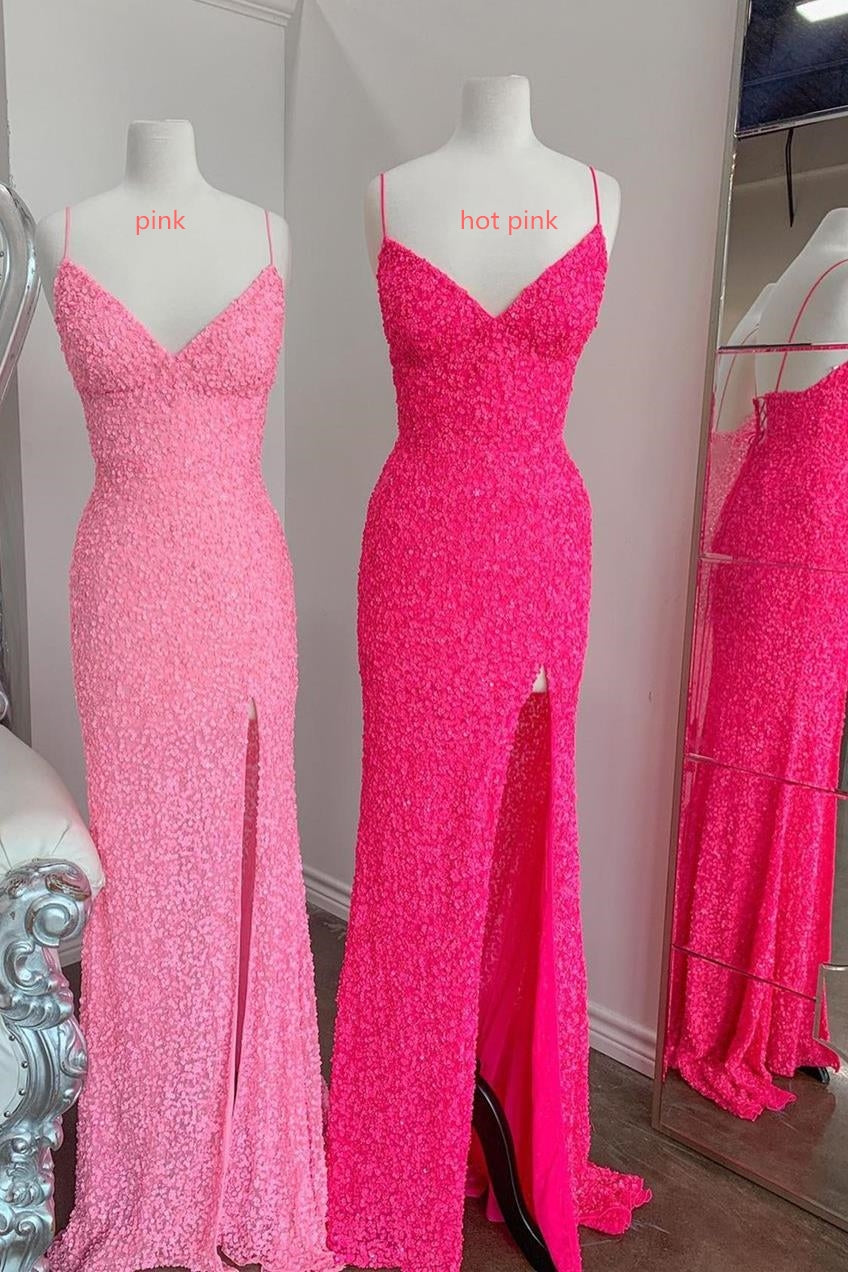 Flattering Mermaid Hot Pink Long Party Dress Outfits, Party Dresses 2040