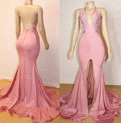 Sheath Pink Side Slit V Neck Backless Long High Waist Corset Prom Dresses outfit, Bridesmaid Dress Colors Scheme