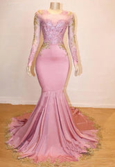 Mermaid Long Sleeves Blushing Pink Sweetheart African American Long 2024 Corset Prom Dresses outfit, Formal Dress For Ladies