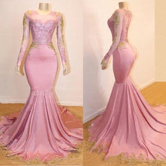 Mermaid Long Sleeves Blushing Pink Sweetheart African American Long 2024 Corset Prom Dresses outfit, Formal Dress Boutiques Near Me