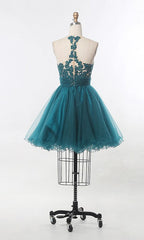 A Line Scoop Sleeveless Sheer Appliques Tulle Pleated Ruched Backless Corset Homecoming Dresses outfit, Wedding Aesthetic