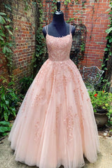 2024 New Arrival Tulle Blush Pink With Appliques Lace Up Corset Prom Dresses outfit, Formal Dress For Teen