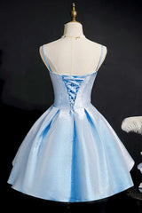 Princess Blue High-Waist A-Line Short Corset Homecoming Dress outfit, Bridesmaid Dress Blush