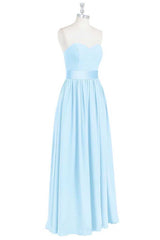 Light Blue Sweetheart A-Line Corset Bridesmaid Dress with Slit Gowns, Homecoming Dress Vintage