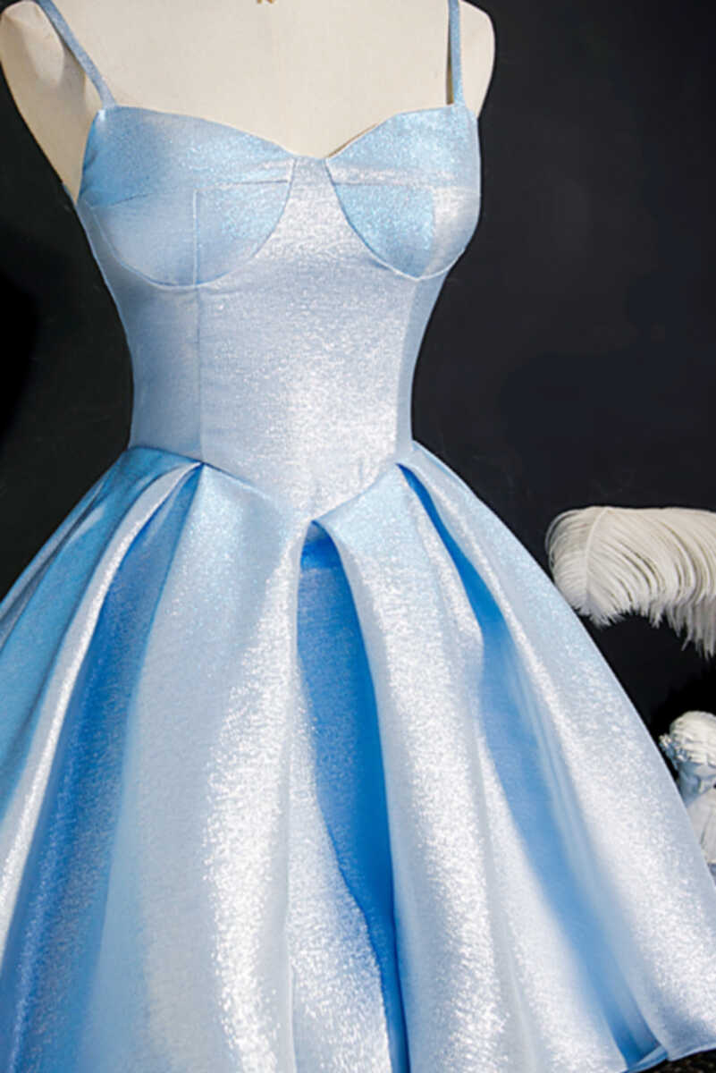Princess Blue High-Waist A-Line Short Corset Homecoming Dress outfit, Bridesmaid Dress Blushes
