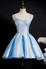 Princess Blue High-Waist A-Line Short Corset Homecoming Dress outfit, Bridesmaid Dressed Blush