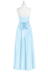 Light Blue Sweetheart A-Line Corset Bridesmaid Dress with Slit Gowns, Homecomeing Dresses Vintage