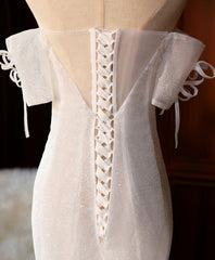 White Sequin Mermaid Long Corset Prom Dress, White Corset Wedding Dress outfit, Wedding Dresses Boutiques