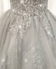Gray Sweetheart Lace Tulle Short Corset Prom Dress, Gray Cocktail Dress outfit, Evening Dress Stunning